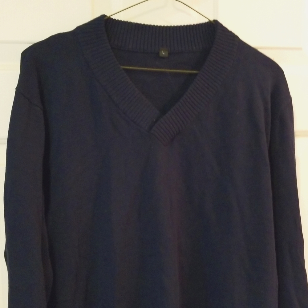 Men's V Neck Sweater Navy Large